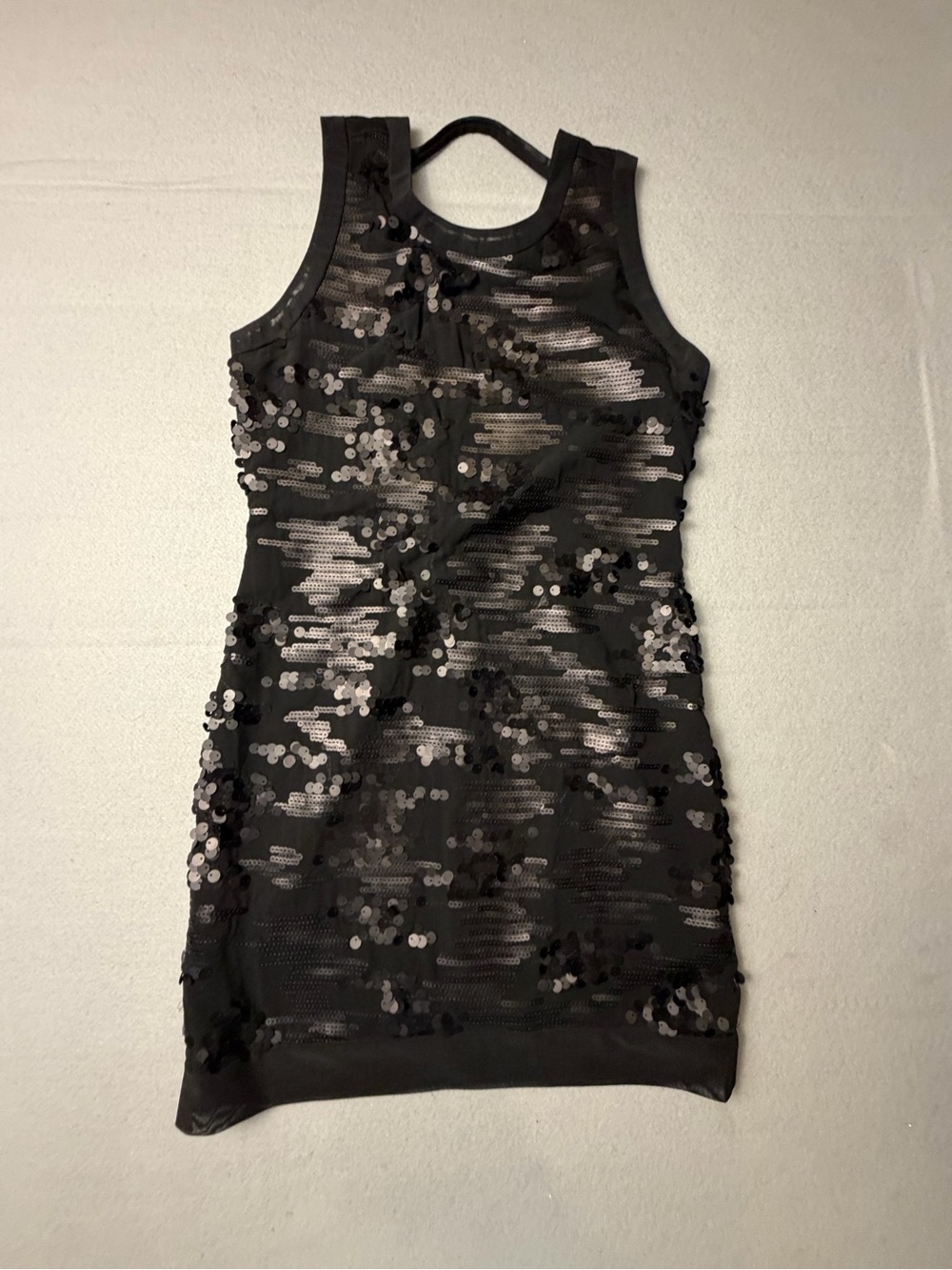 Black Sequin Tank Mini Dress M